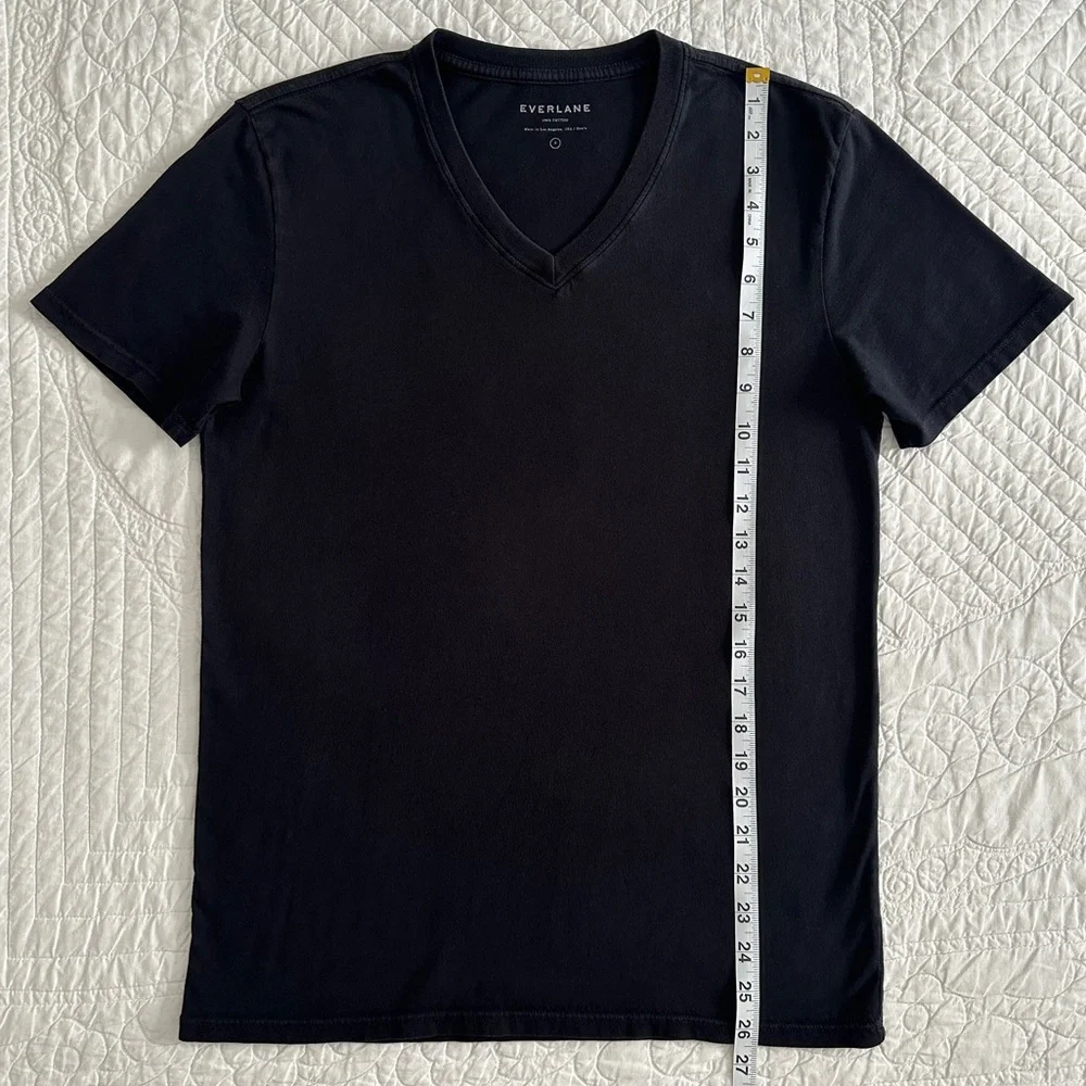 Everlane Men's Classic Black V-Neck Tee T-Shirt 100% Cotton Size Small - Picture 5 of 7